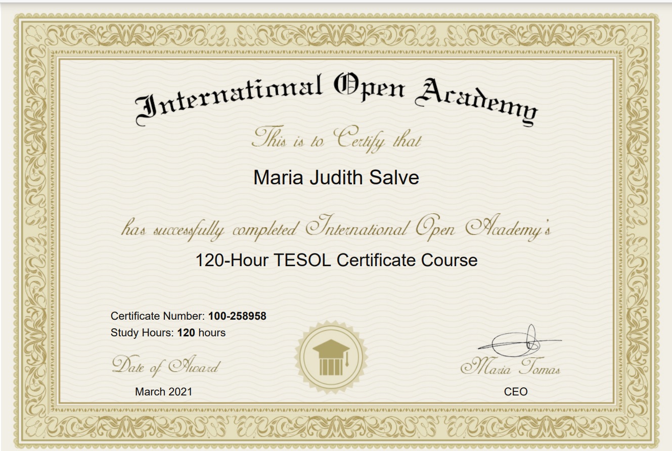 Tesol certificate